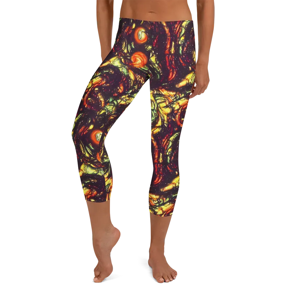 Cosmic Wildfire on Capri Leggings — Front