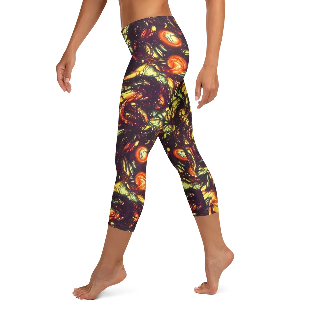 Cosmic Wildfire on Capri Leggings — Left