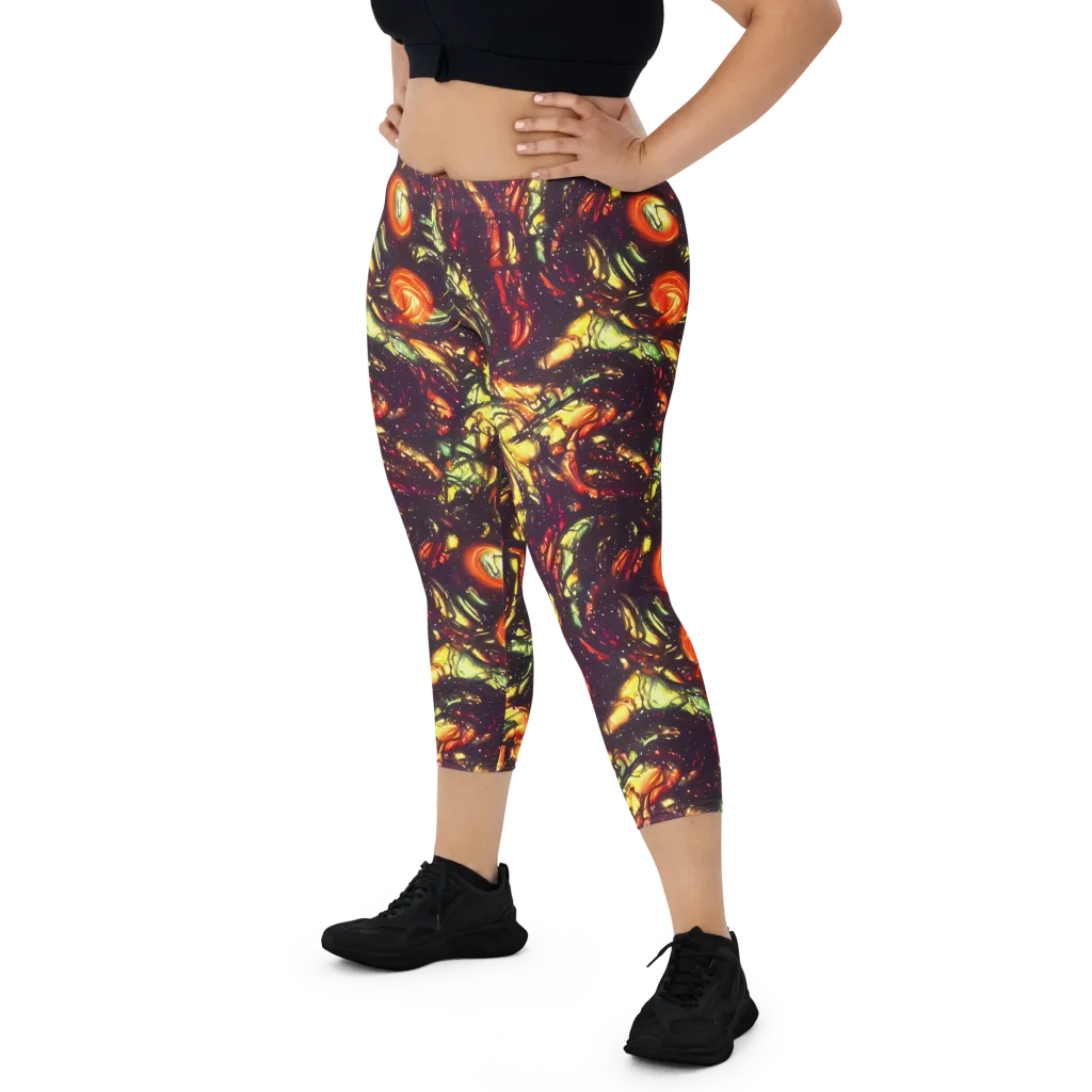Cosmic Wildfire on Capri Leggings — Front