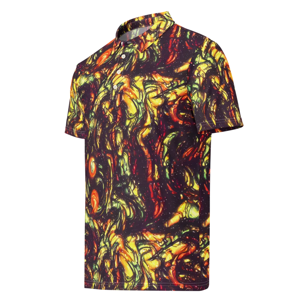 Cosmic Wildfire on Men's Slim Fit Polo Shirt — Left Front