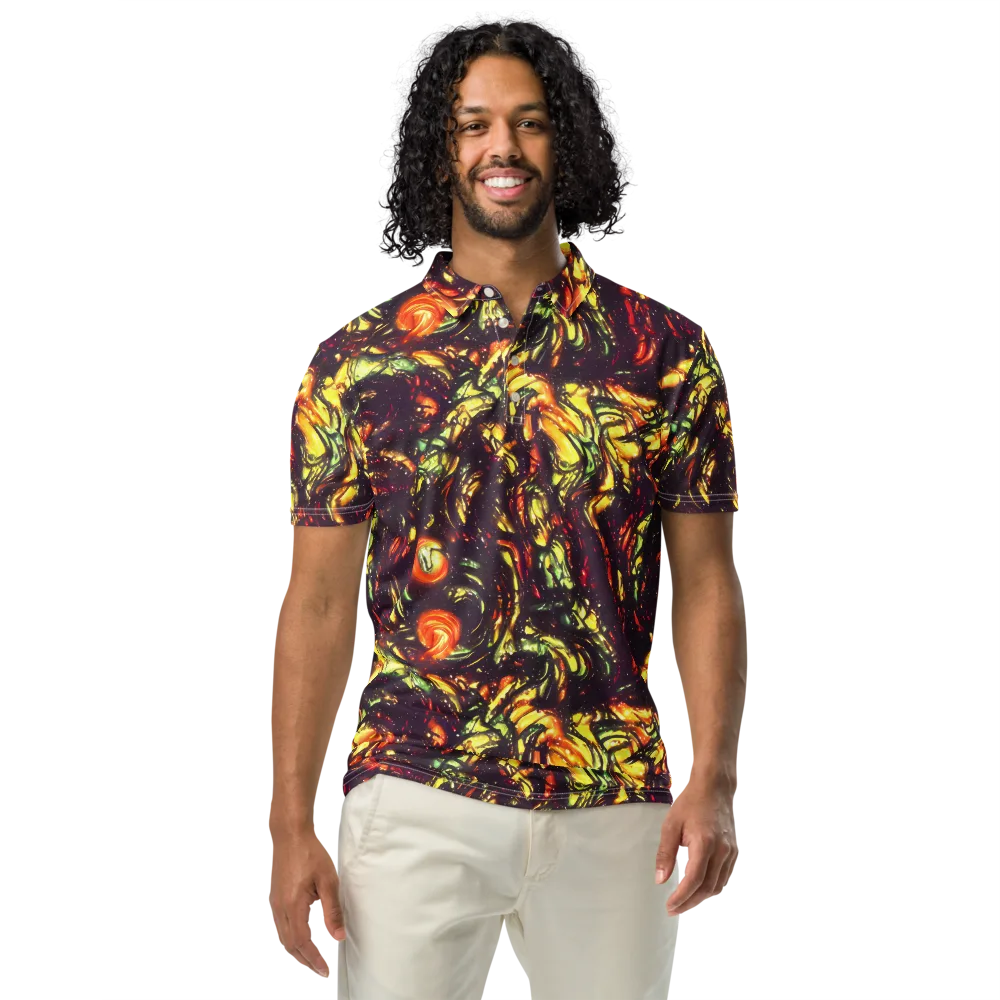 Cosmic Wildfire on Men's Slim Fit Polo Shirt — Front