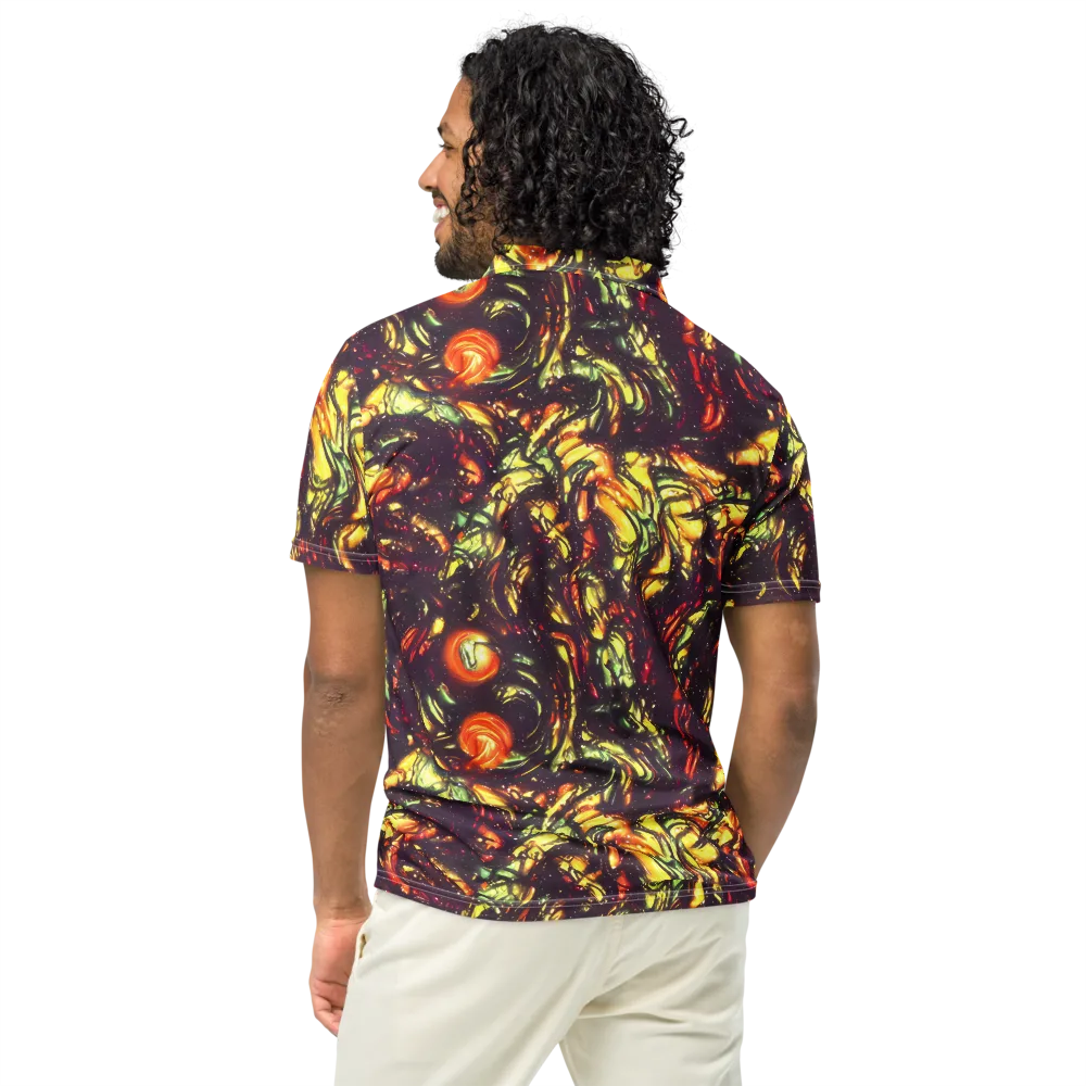 Cosmic Wildfire on Men's Slim Fit Polo Shirt — Back