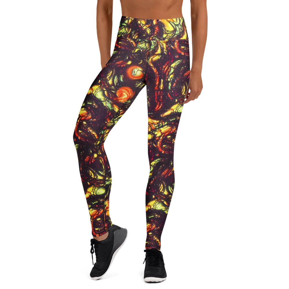 Cosmic Wildfire on Yoga Leggings — Front