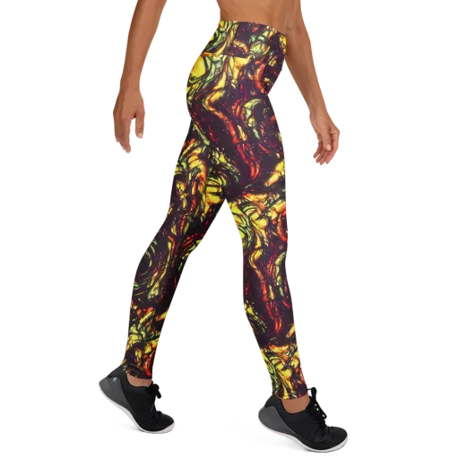 Cosmic Wildfire on a Yoga Leggings