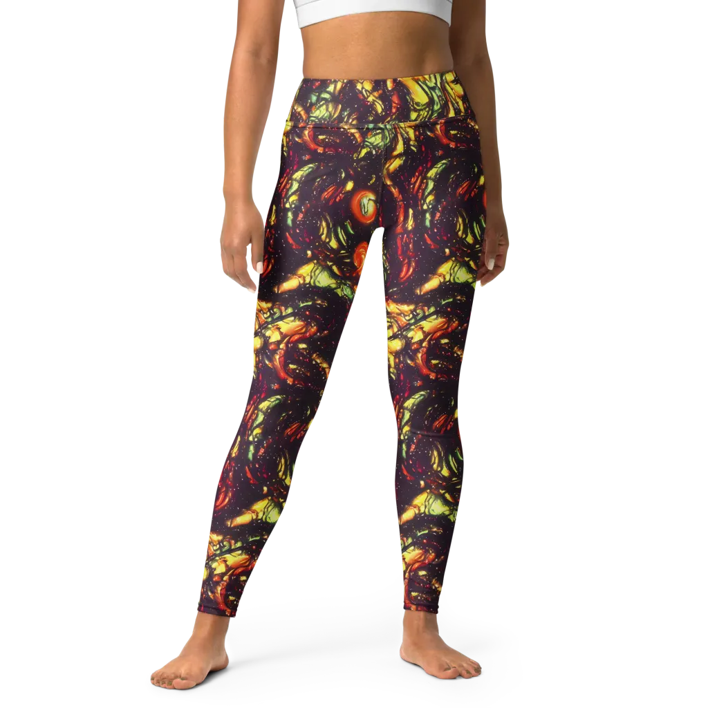 Cosmic Wildfire on Yoga Leggings — Front