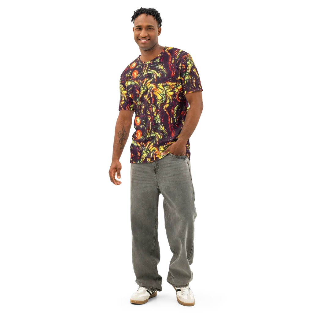 Cosmic Wildfire on Men's Cotton Crew Neck T-Shirt — Front