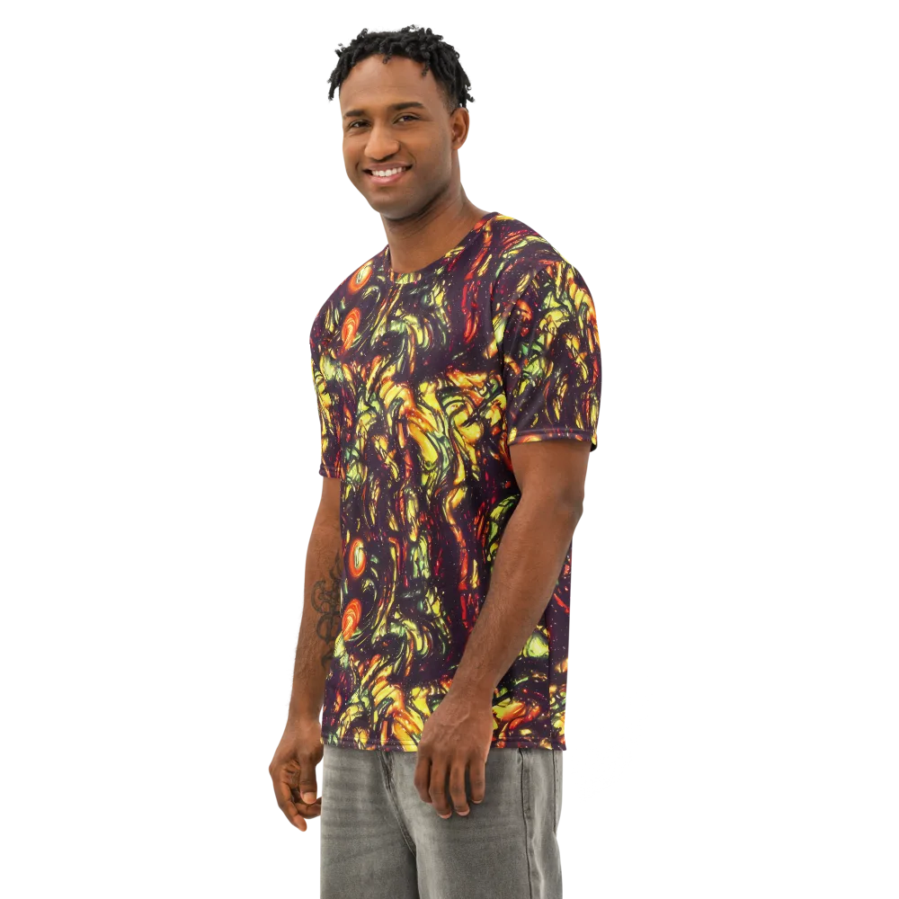 Cosmic Wildfire on Men's Cotton Crew Neck T-Shirt — Left Front