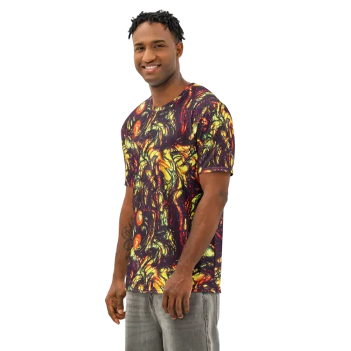 Cosmic Wildfire on a Men's Cotton Crew Neck T-Shirt
