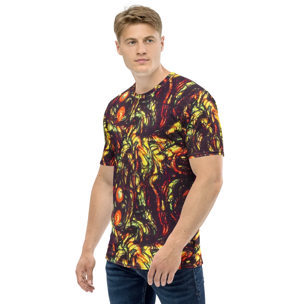 Cosmic Wildfire on Men's Crew Neck T-Shirt — Left