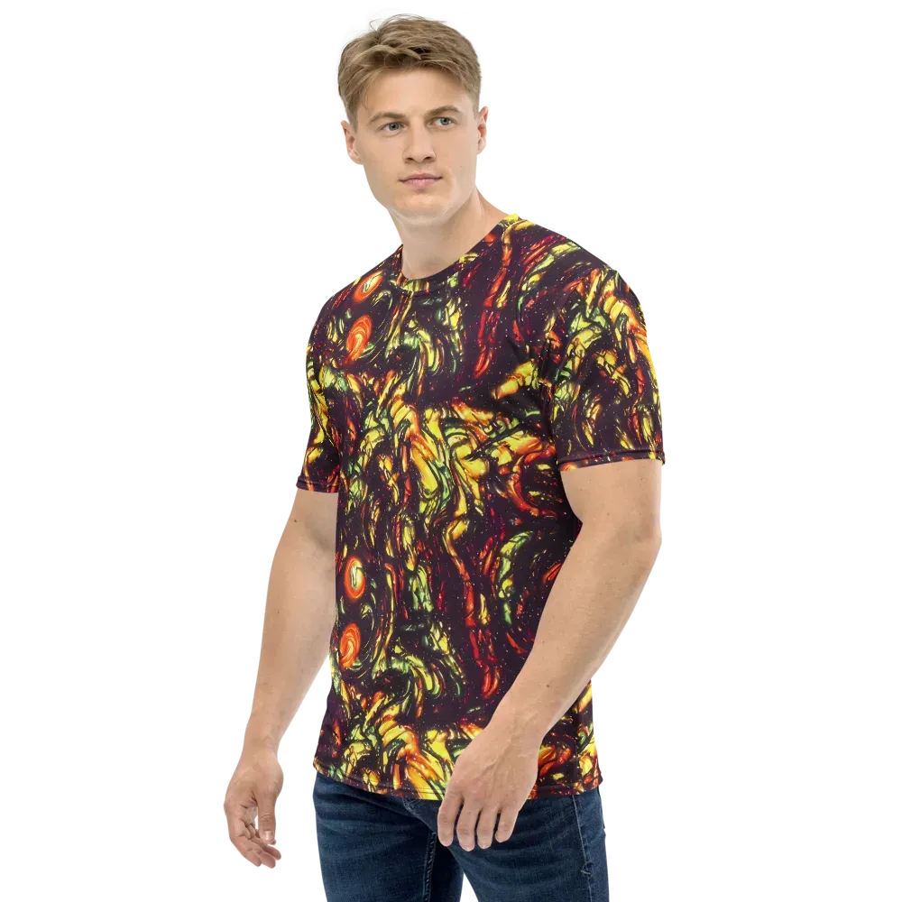 Cosmic Wildfire on Men's Crew Neck T-Shirt — Left