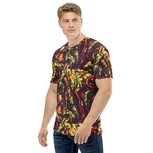 Cosmic Wildfire on a Men's Crew Neck T-Shirt