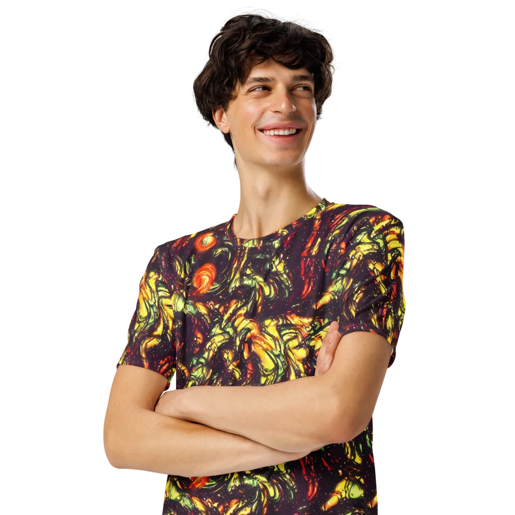 Cosmic Wildfire on Men's Crew Neck T-Shirt — Left Front