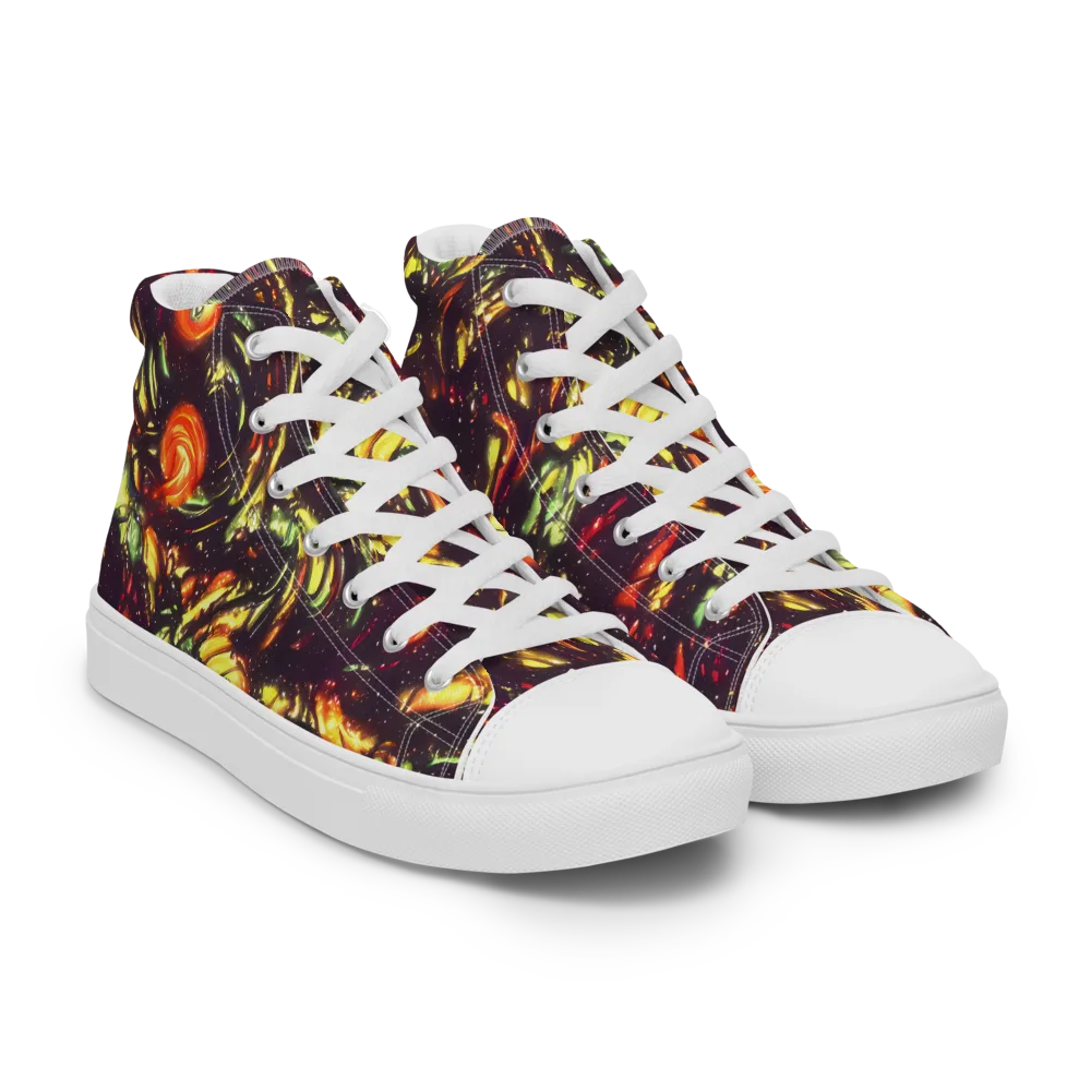 Cosmic Wildfire on Men's High Top Canvas Shoes — Right Front