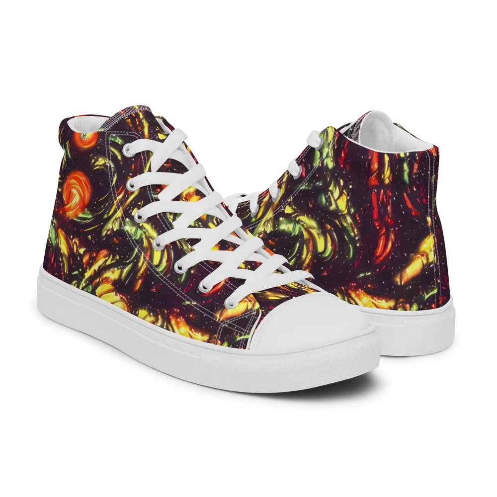 Cosmic Wildfire on Men's High Top Canvas Shoes — Right