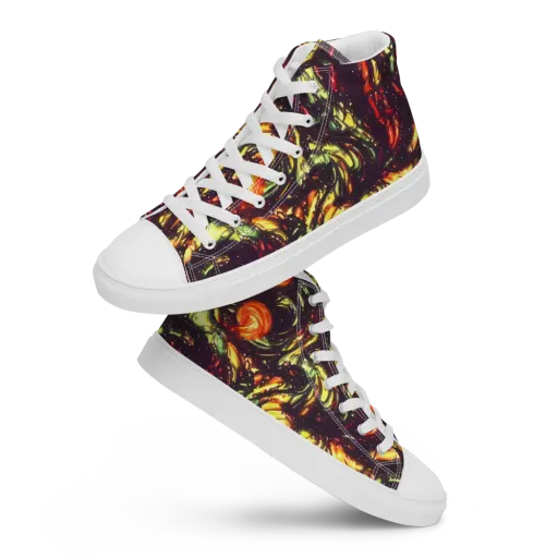Cosmic Wildfire on a Men's High Top Canvas Shoes