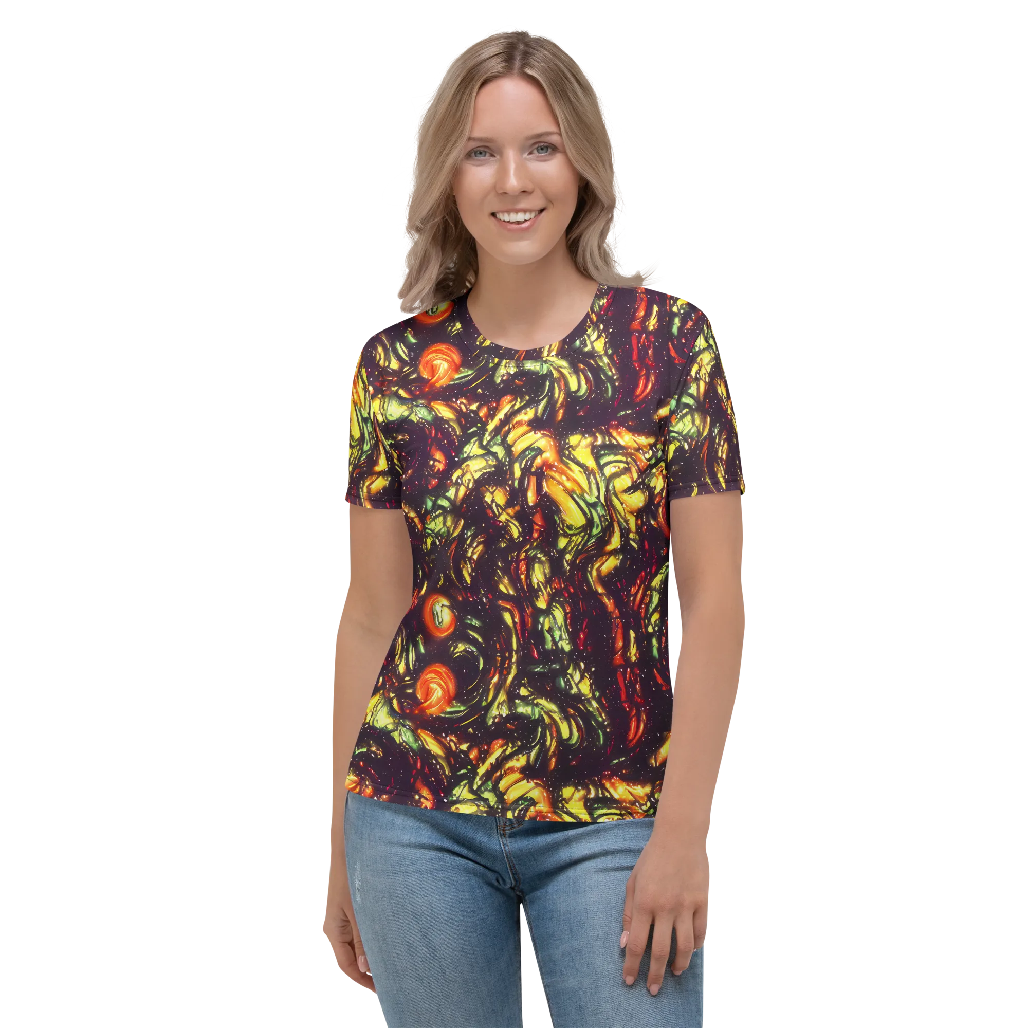 Cosmic Wildfire on Women's Crew Neck T-Shirt — Front