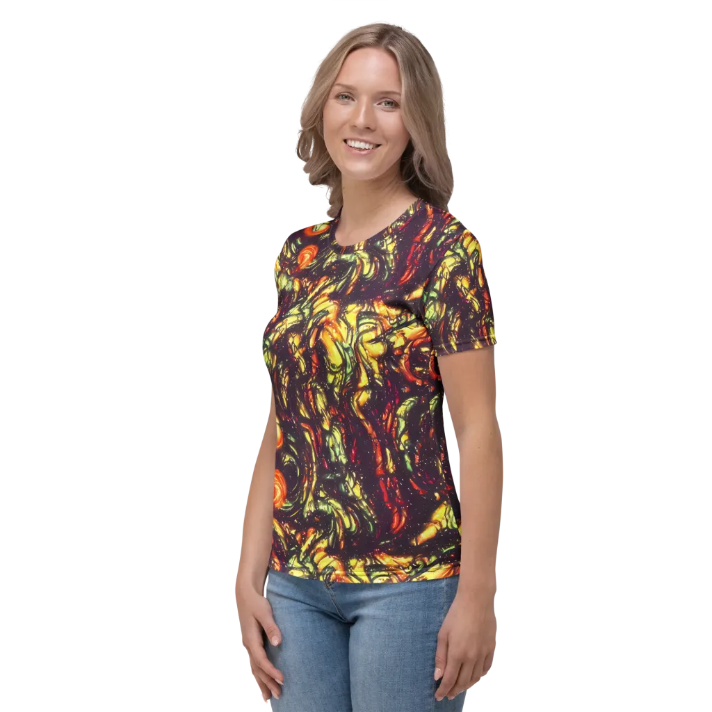 Cosmic Wildfire on Women's Crew Neck T-Shirt — Left