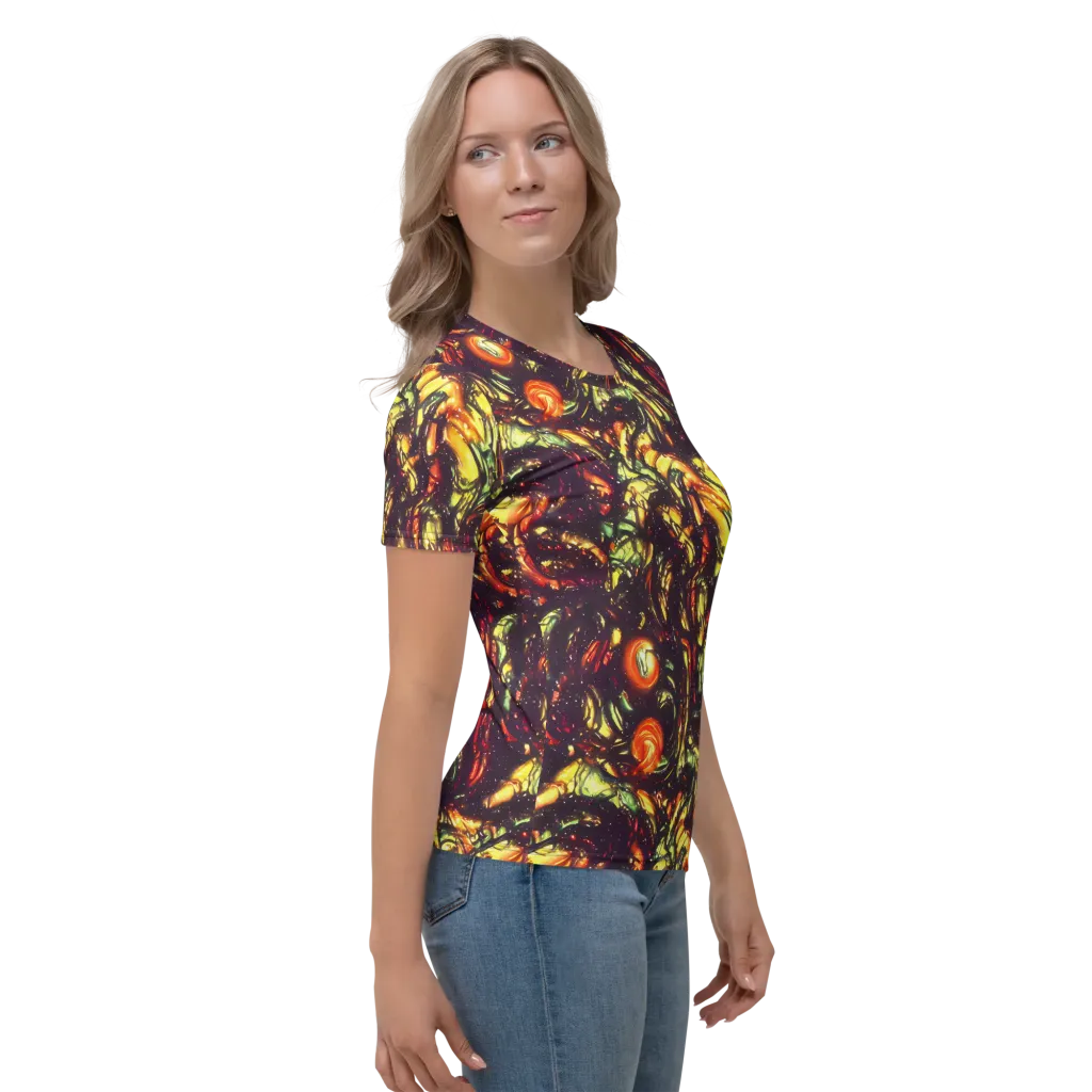 Cosmic Wildfire on Women's Crew Neck T-Shirt — Right