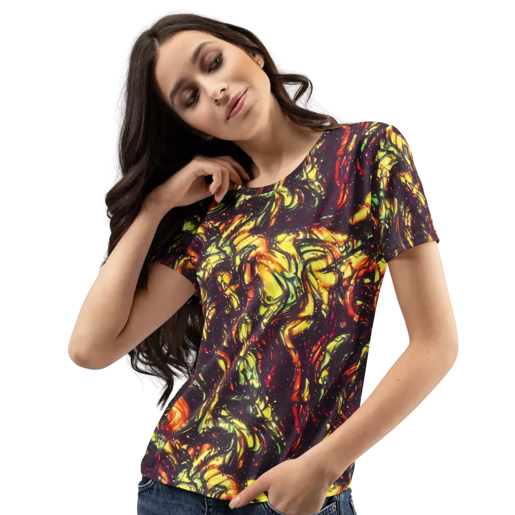 Cosmic Wildfire on Women's Crew Neck T-Shirt — Left Front