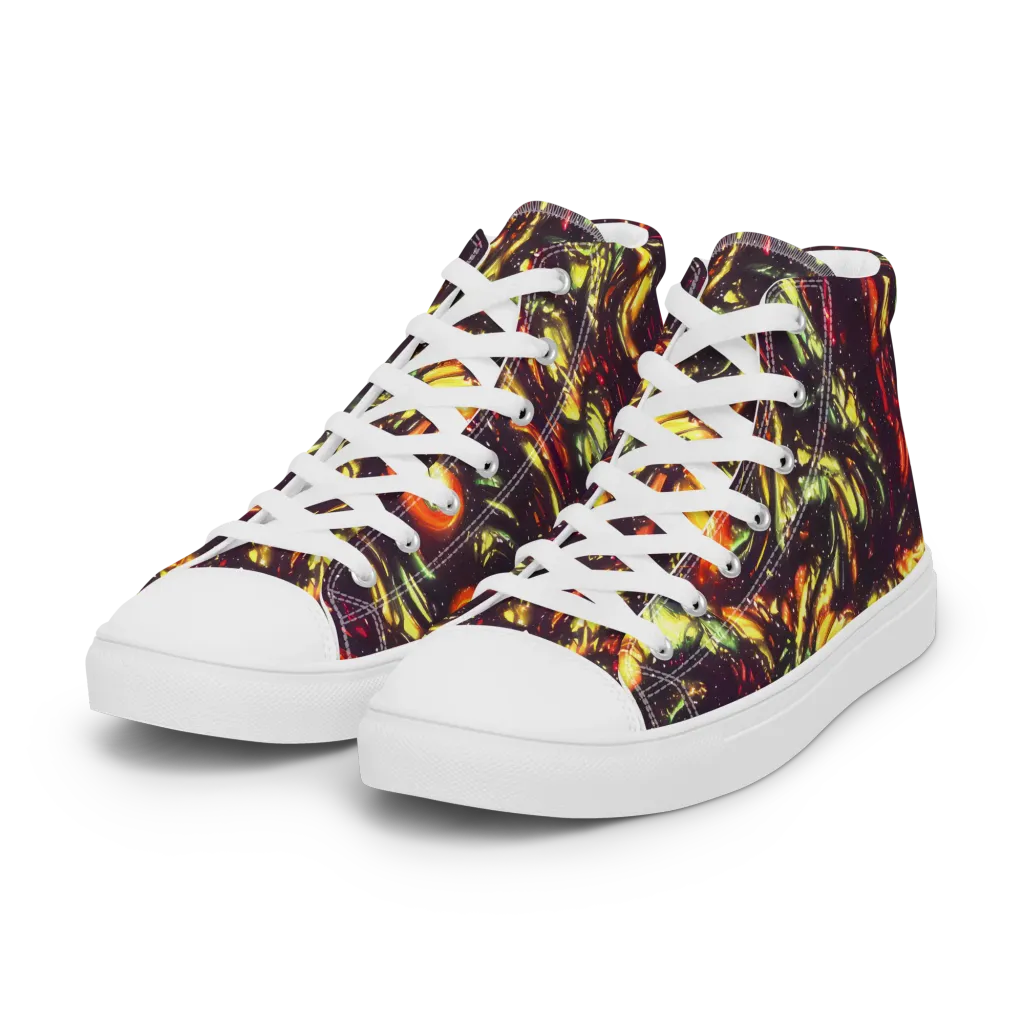 Cosmic Wildfire on Women's High Top Canvas Shoes — Left Front