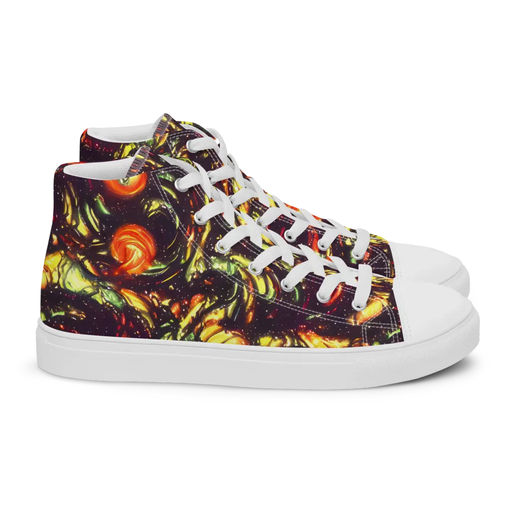 Cosmic Wildfire on Women's High Top Canvas Shoes — Right