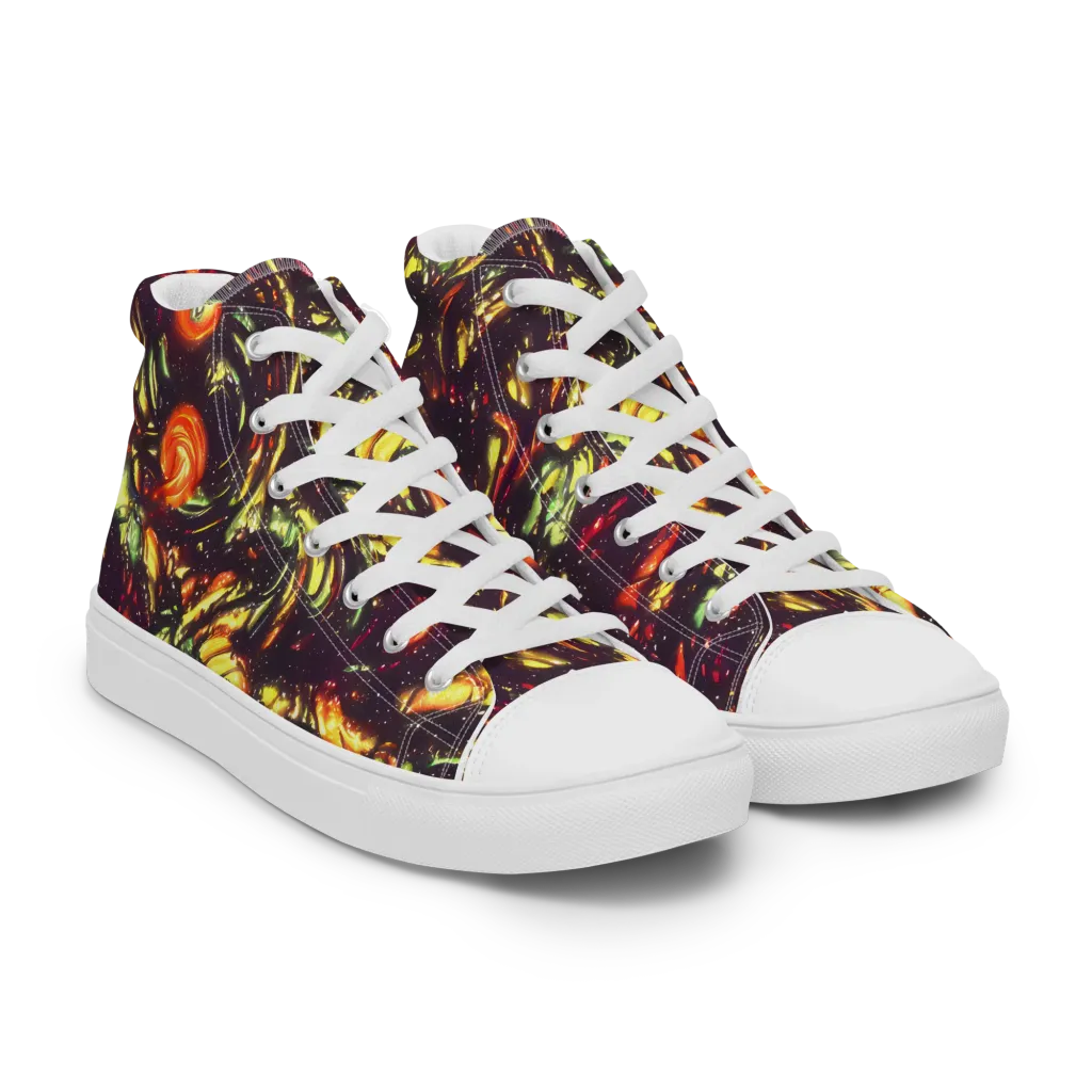 Cosmic Wildfire on Women's High Top Canvas Shoes — Right Front