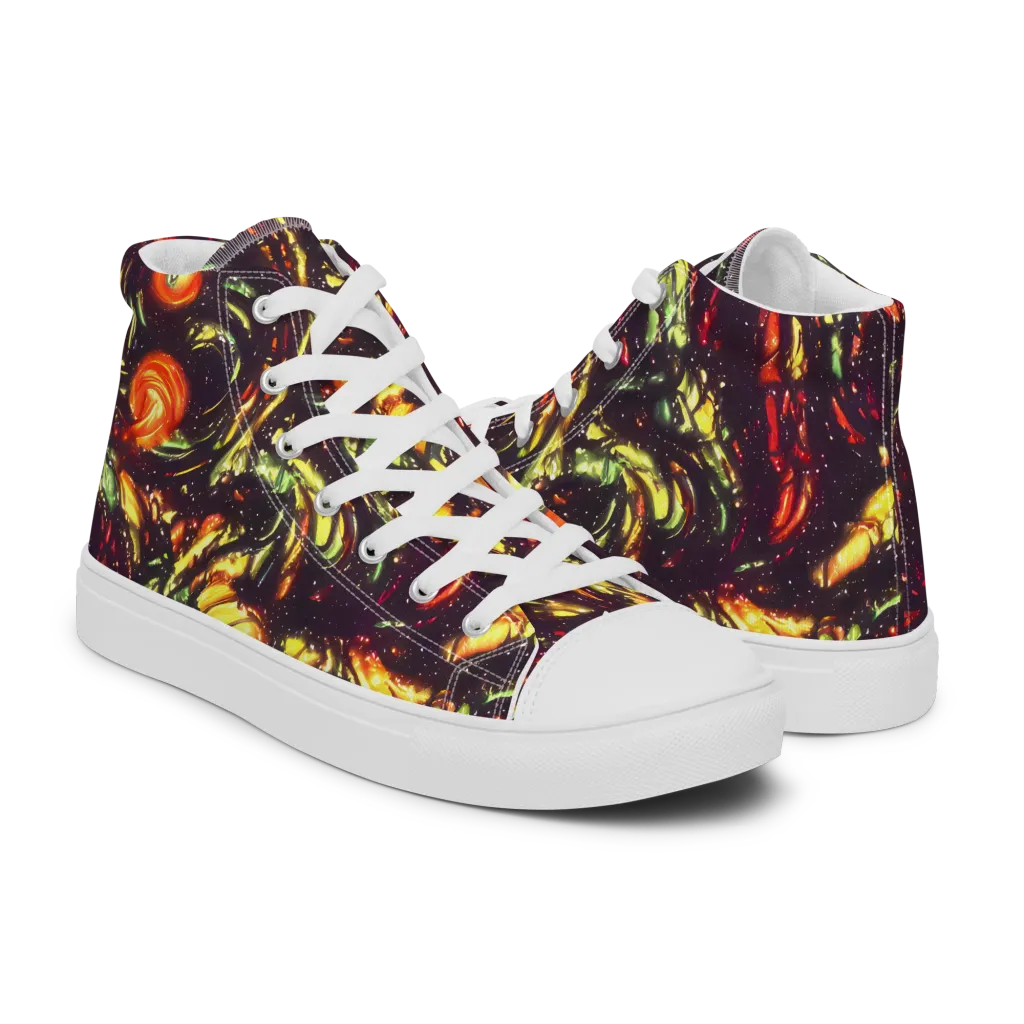 Cosmic Wildfire on Women's High Top Canvas Shoes — Right