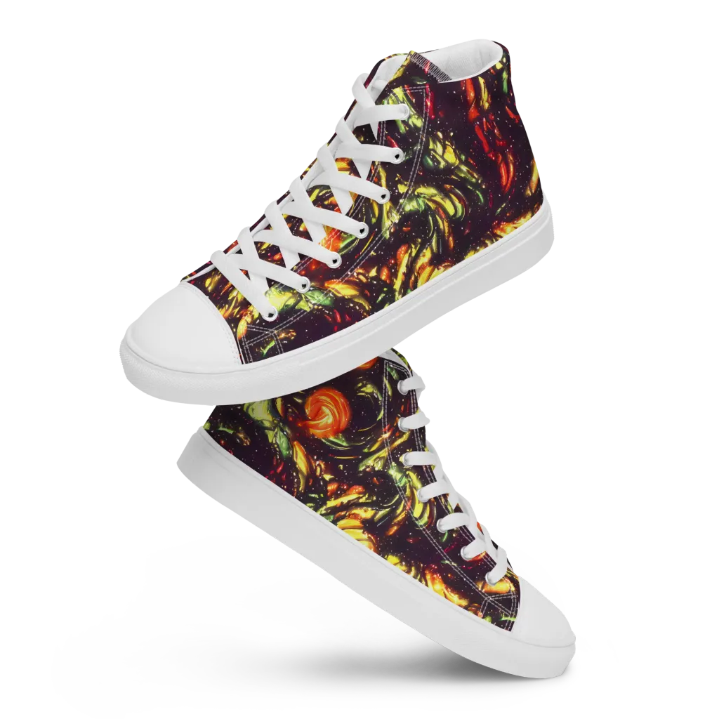 Cosmic Wildfire on Women's High Top Canvas Shoes — Front