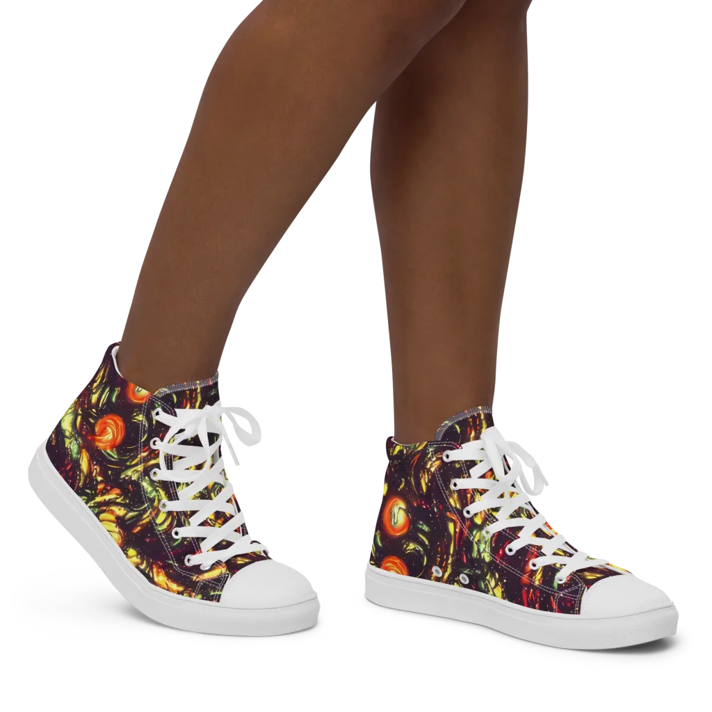 Cosmic Wildfire on Women's High Top Canvas Shoes — Right