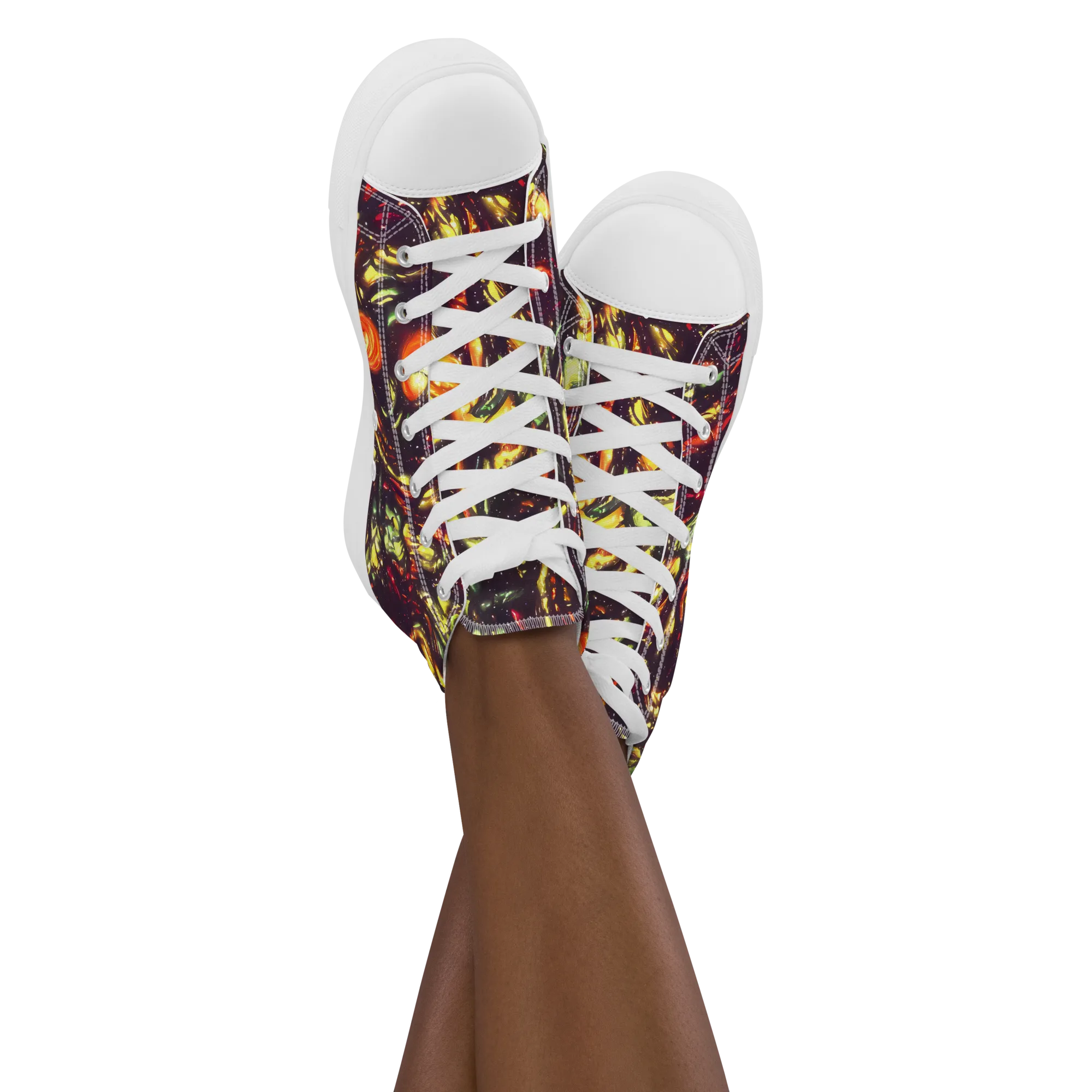 Cosmic Wildfire on Women's High Top Canvas Shoes — Front