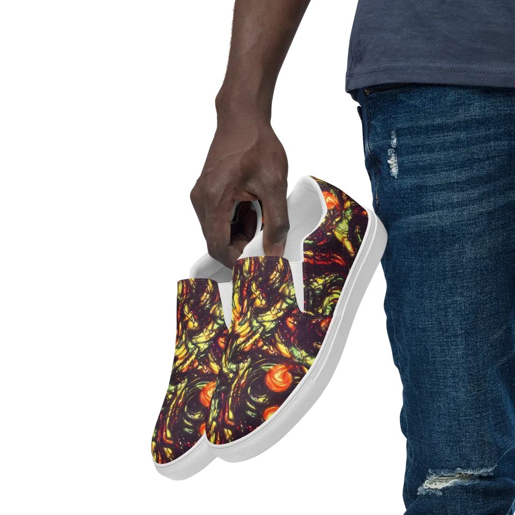 Cosmic Wildfire on Men's Slip-On Canvas Shoes — Left Front