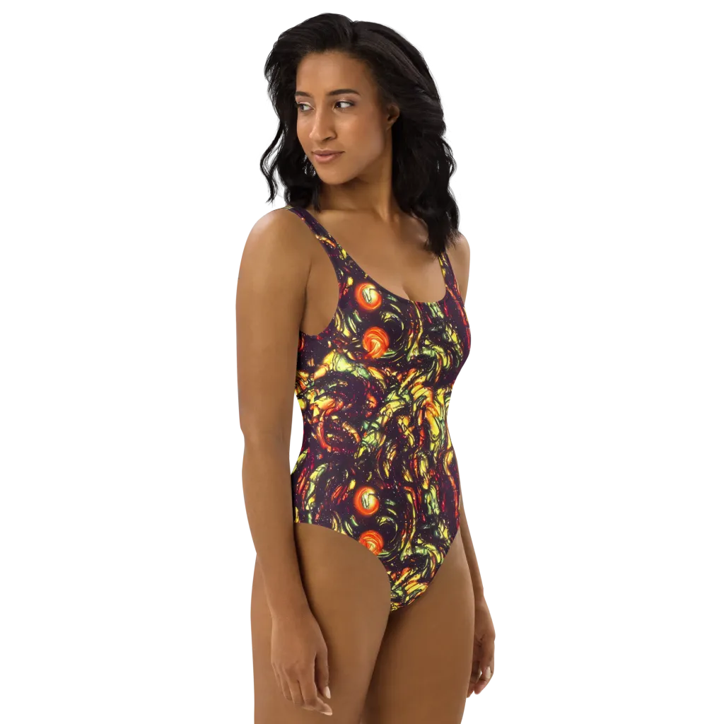 Cosmic Wildfire on One-Piece Swimsuit — Right