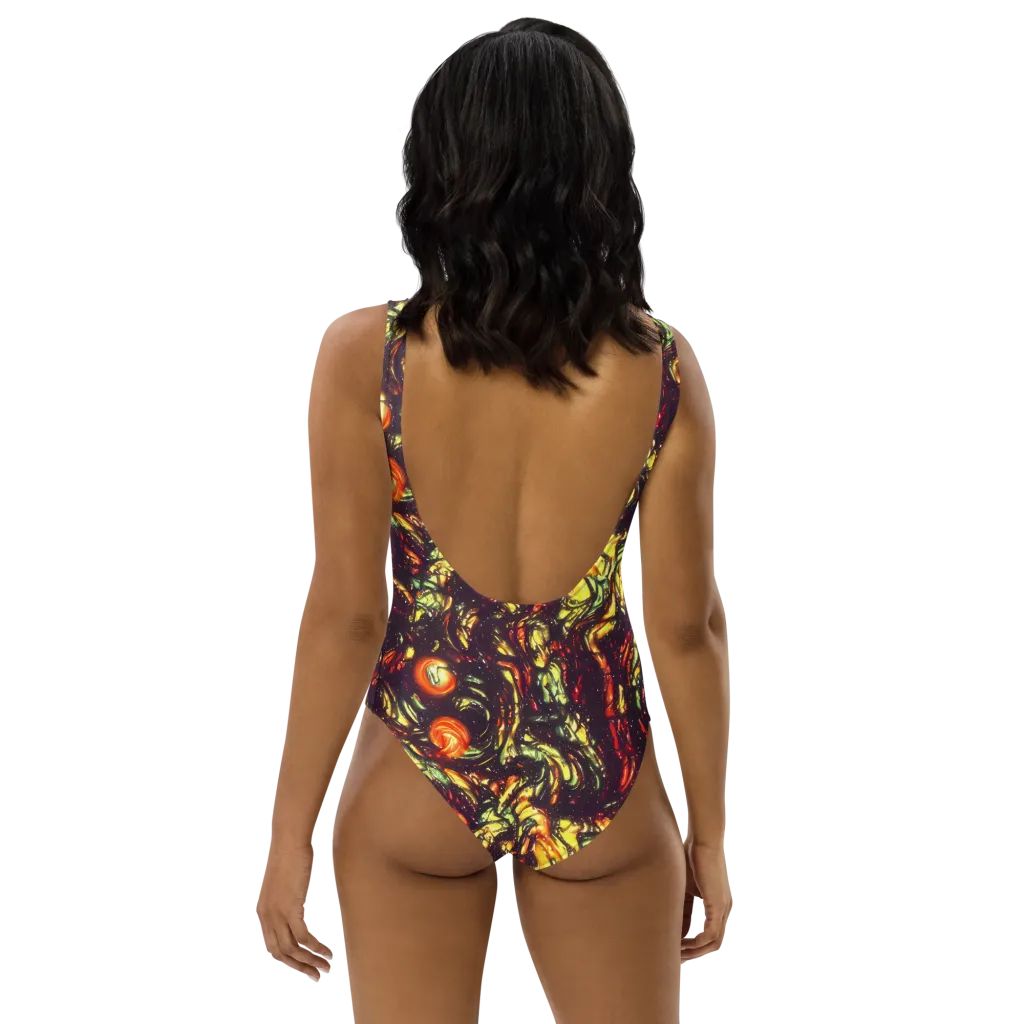 Cosmic Wildfire on One-Piece Swimsuit — Back
