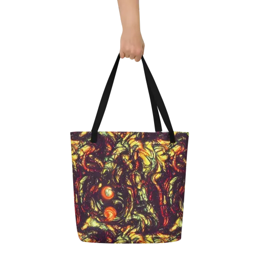 Cosmic Wildfire on a Large Tote Bag W/ Pocket