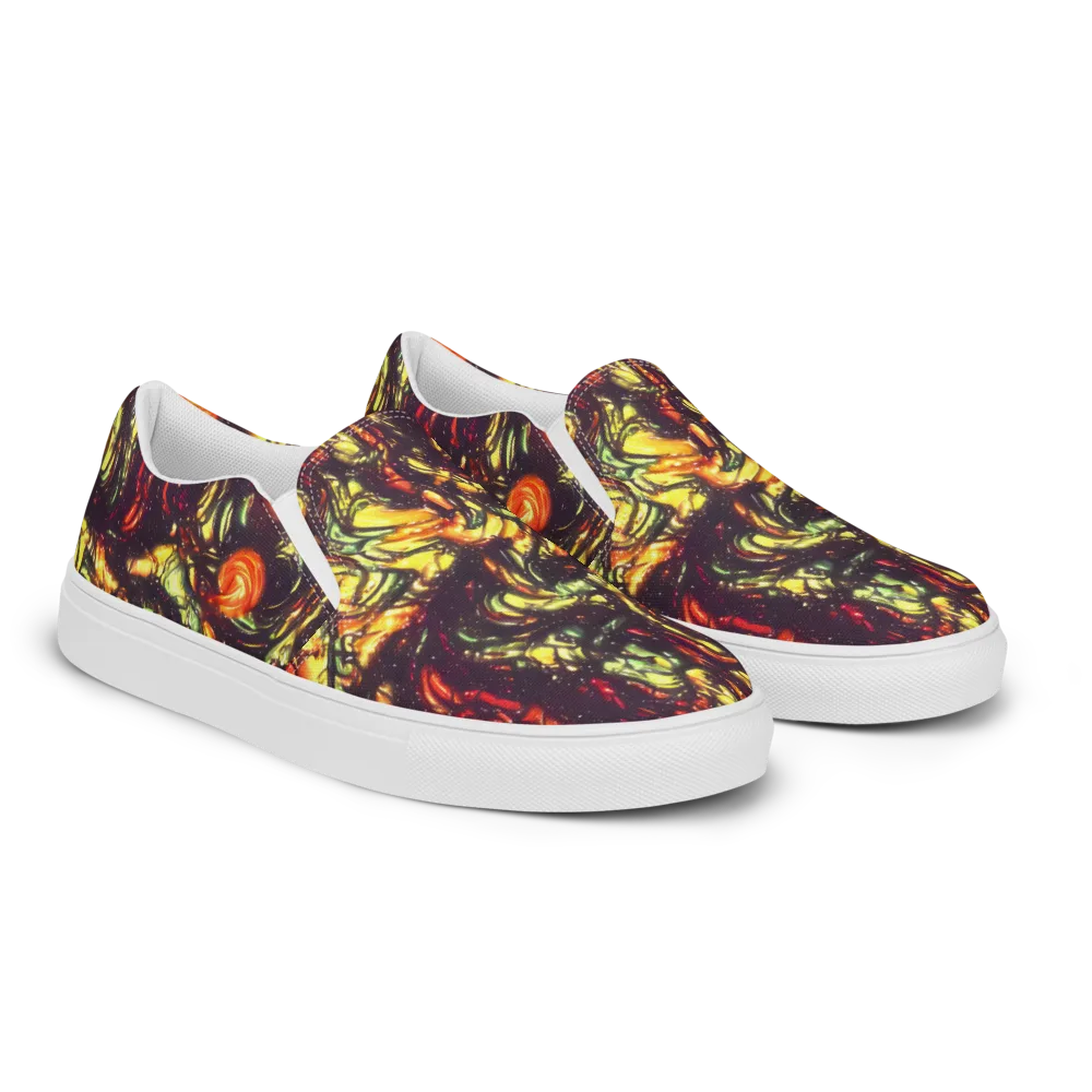 Cosmic Wildfire on Women's Slip-On Canvas Shoes — Right Front