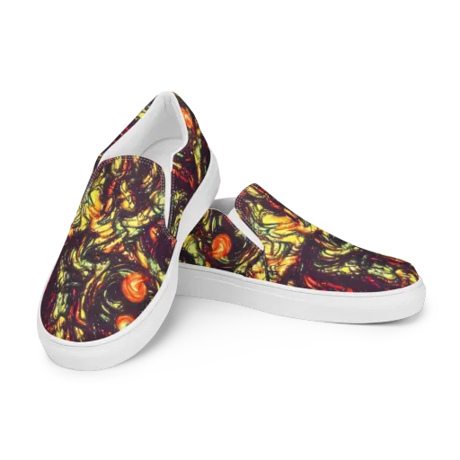 Cosmic Wildfire on a Women's Slip-On Canvas Shoes