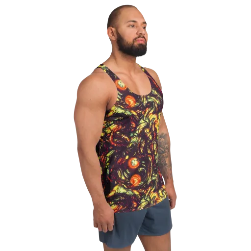 Cosmic Wildfire on a Men's Tank Top