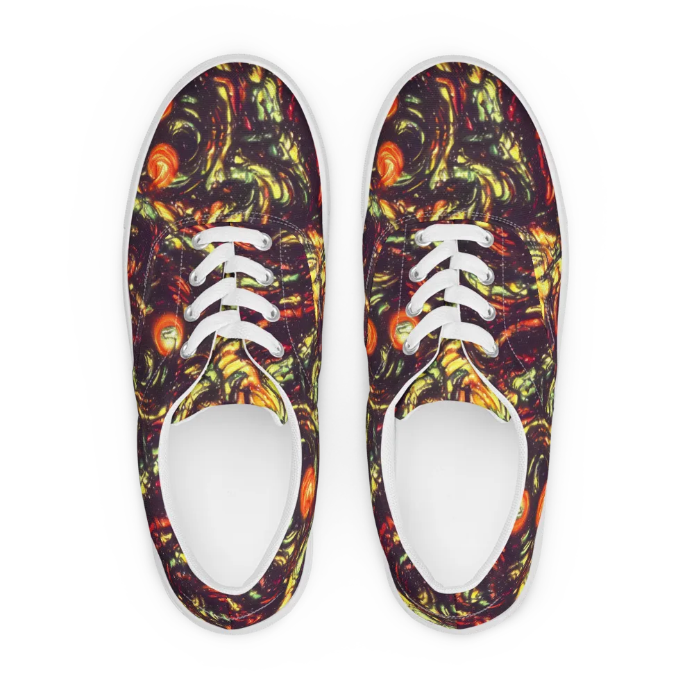 Cosmic Wildfire on Men's Lace-Up Canvas Shoes — Front