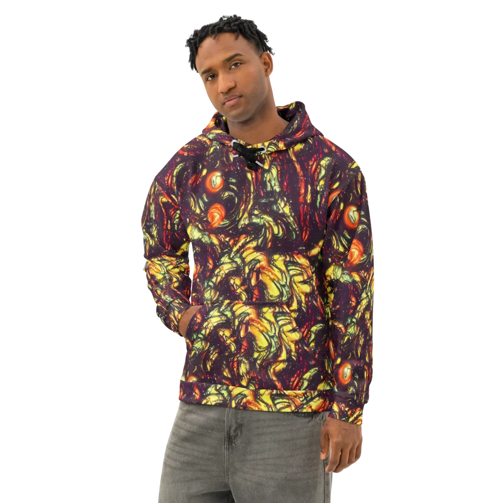 Cosmic Wildfire on Cotton Hoodie — Left Front