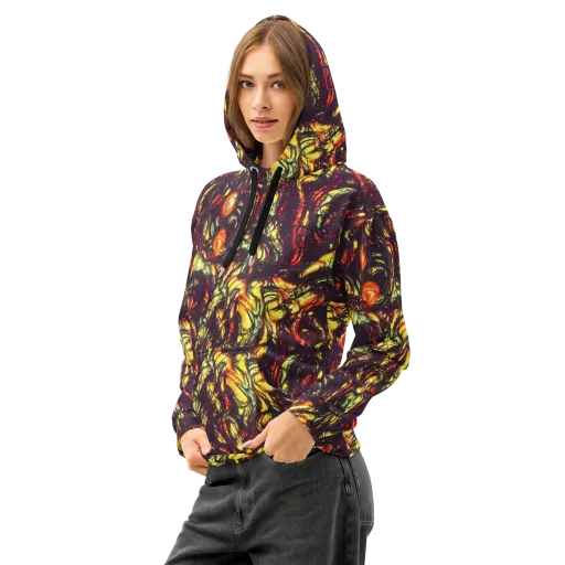 Cosmic Wildfire on a Cotton Hoodie