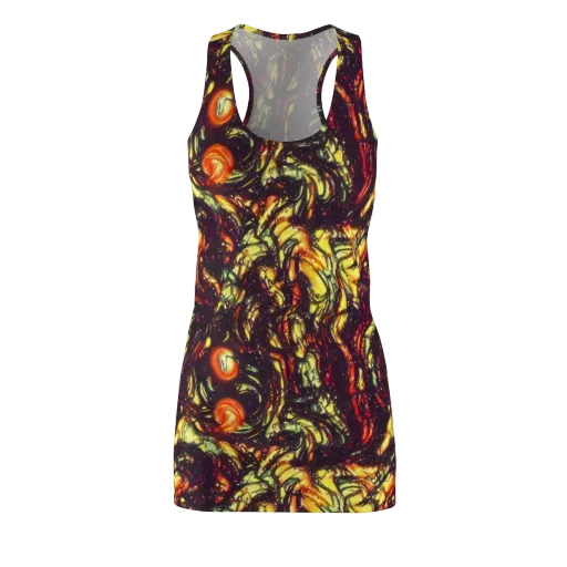 Cosmic Wildfire on a Racerback Dress
