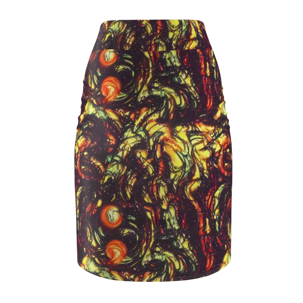 Cosmic Wildfire on Pencil Skirt — Back