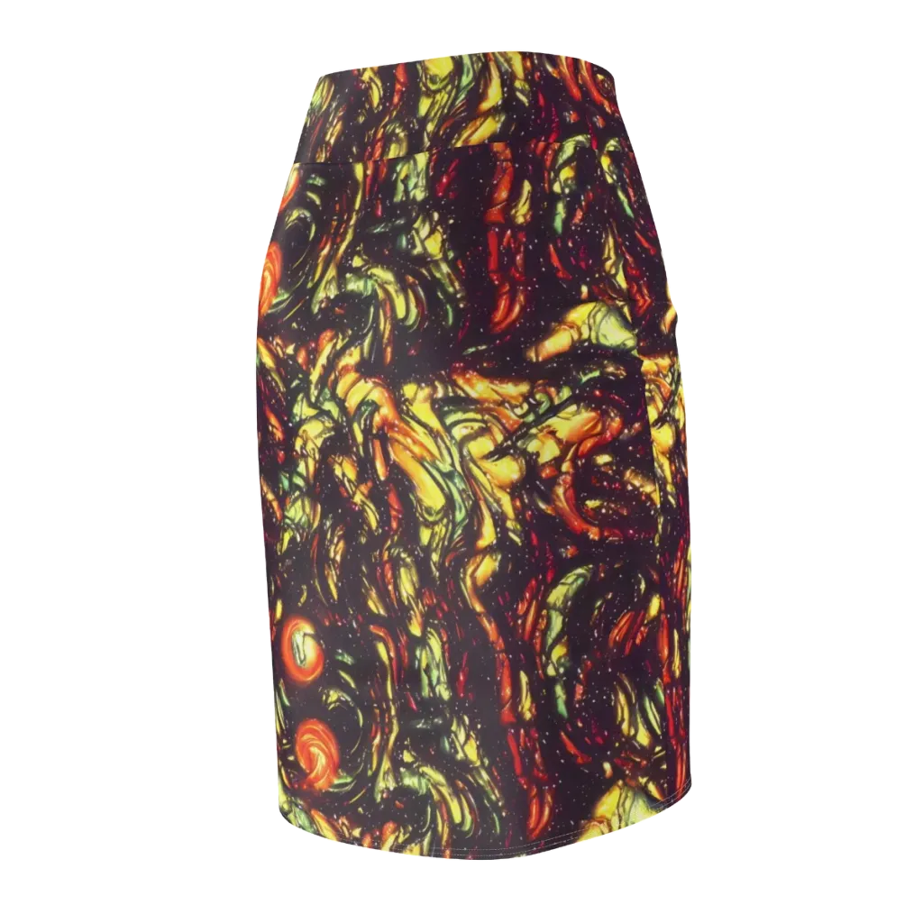 Cosmic Wildfire on Pencil Skirt — Back Side