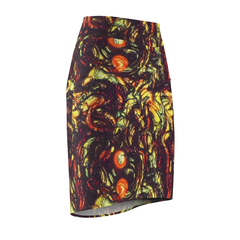Cosmic Wildfire on Pencil Skirt — Front Side