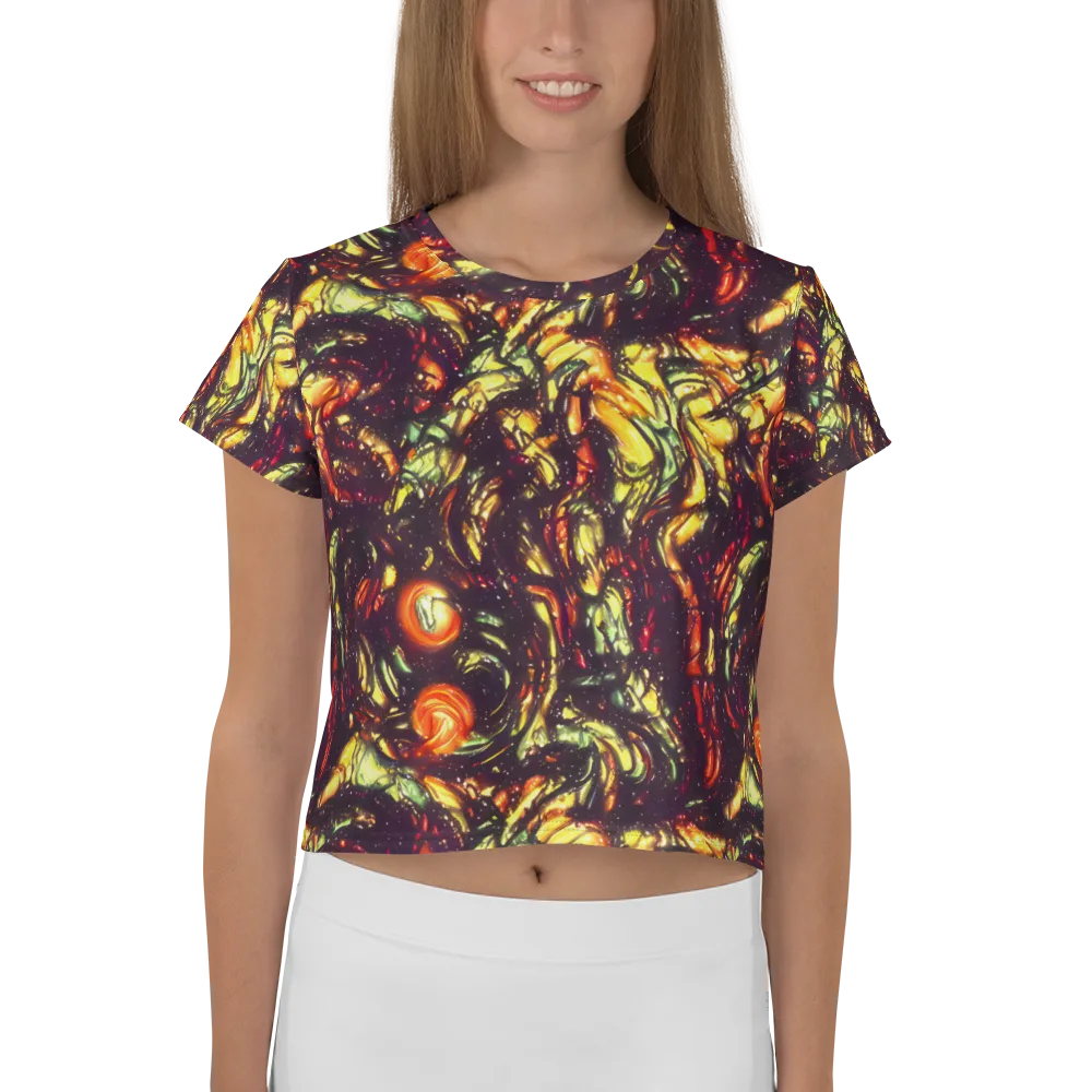Cosmic Wildfire on Crop Tee — Front