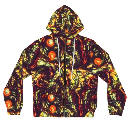 Cosmic Wildfire on a Women's Full-Zip Hoodie