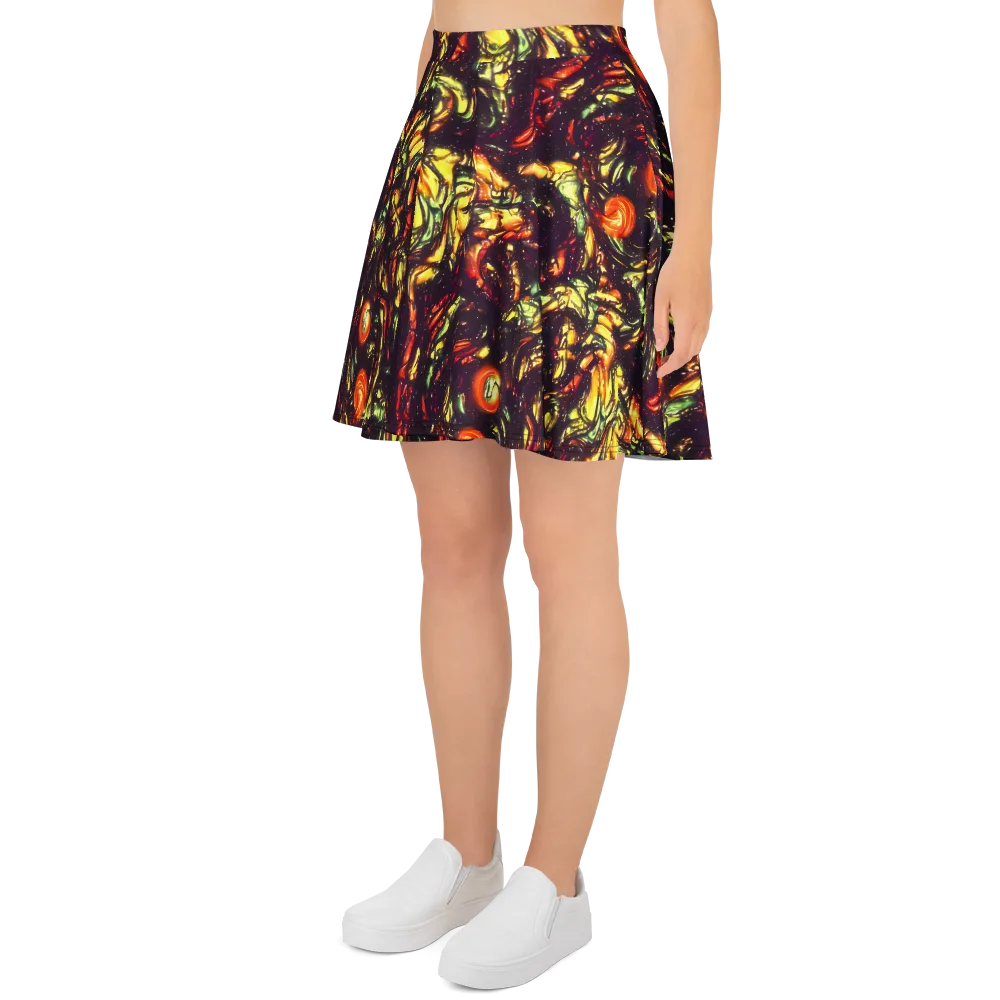 Cosmic Wildfire on Skater Skirt — Left