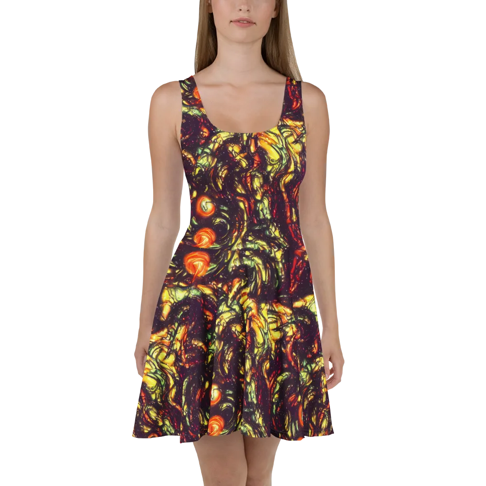 Cosmic Wildfire on Skater Dress — Front