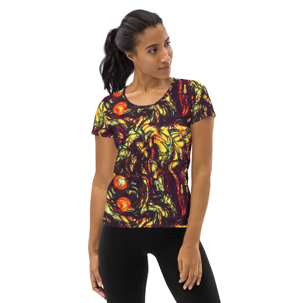 Cosmic Wildfire on Women's Athletic T-Shirt — Front