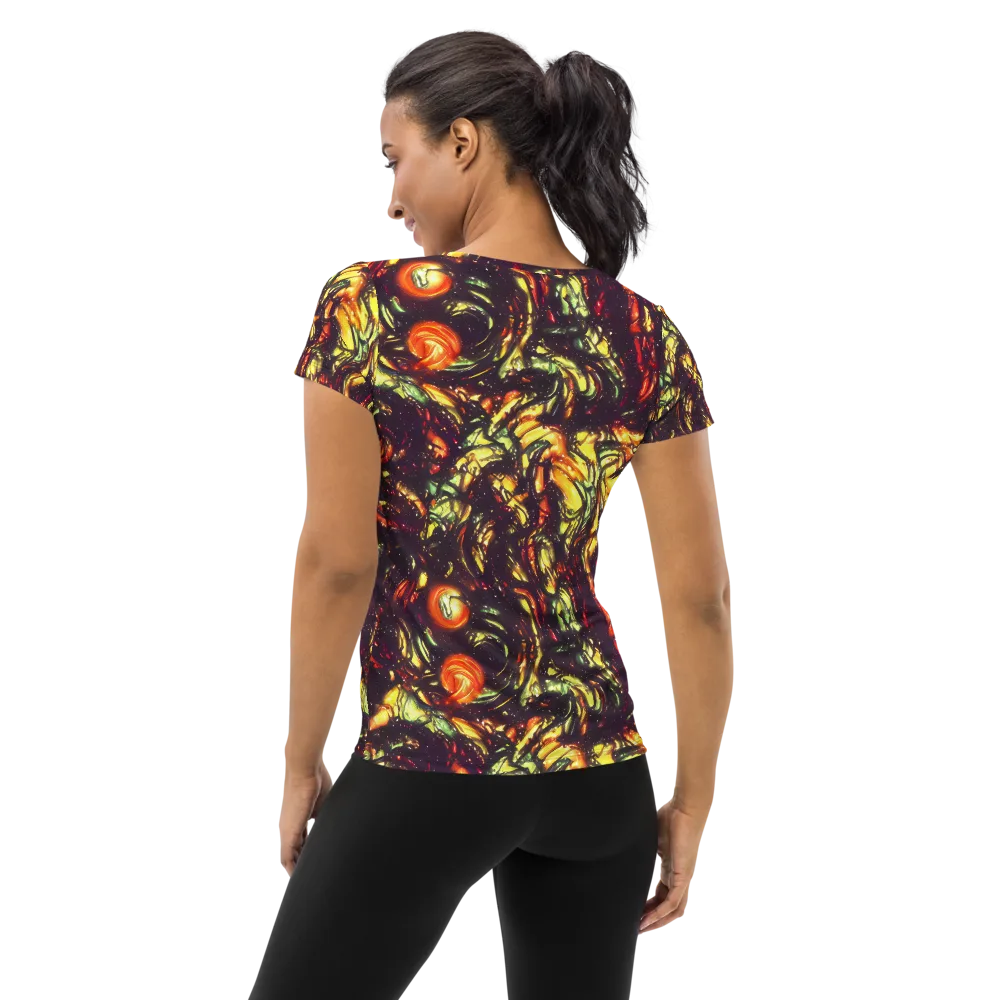 Cosmic Wildfire on Women's Athletic T-Shirt — Back